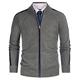 Cardigan Sweater Knitwear Men Contrast Color Long Raglan Sleeve Zip-up M Light Grey 144-2