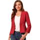 Allegra K Women's Work Office Collarless Zipper Short Coat Suit Cropped Blazer Jacket Red 8