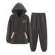 Mens Pyjamas Set Zip, Winter Long Sleeve 2 Piece Pjs Warm Fleece Pyjamas for Men with Fluffy Hoodie