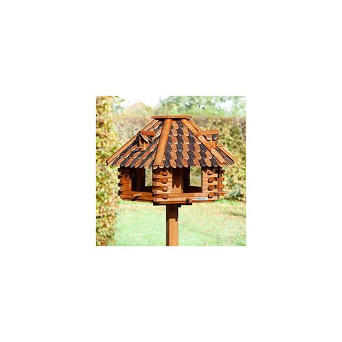 Riesengroßes VOSS.garden Vogelhaus Herbstlaub aus Holz mit massivem Ständer - Gesamthöhe 1,45m!