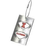 Silver Illinois Fighting Illini 3.5'' x 2'' Bag Tag