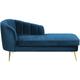 Chaise Longue Méridienne Côté Gauche en Velours Bleu Marine avec Pieds Métalliques Doré Design 100