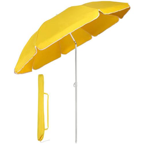 Sonnenschirm mit Abdeckhauben 160 cm Marktschirm Rund, Gelb