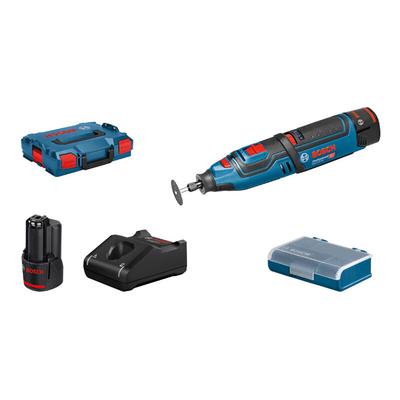 Bosch Akku-Rotationswerkzeug GRO 12V-35 mit 2x 2,0 Ah Akkus + Lader in L-BOXX