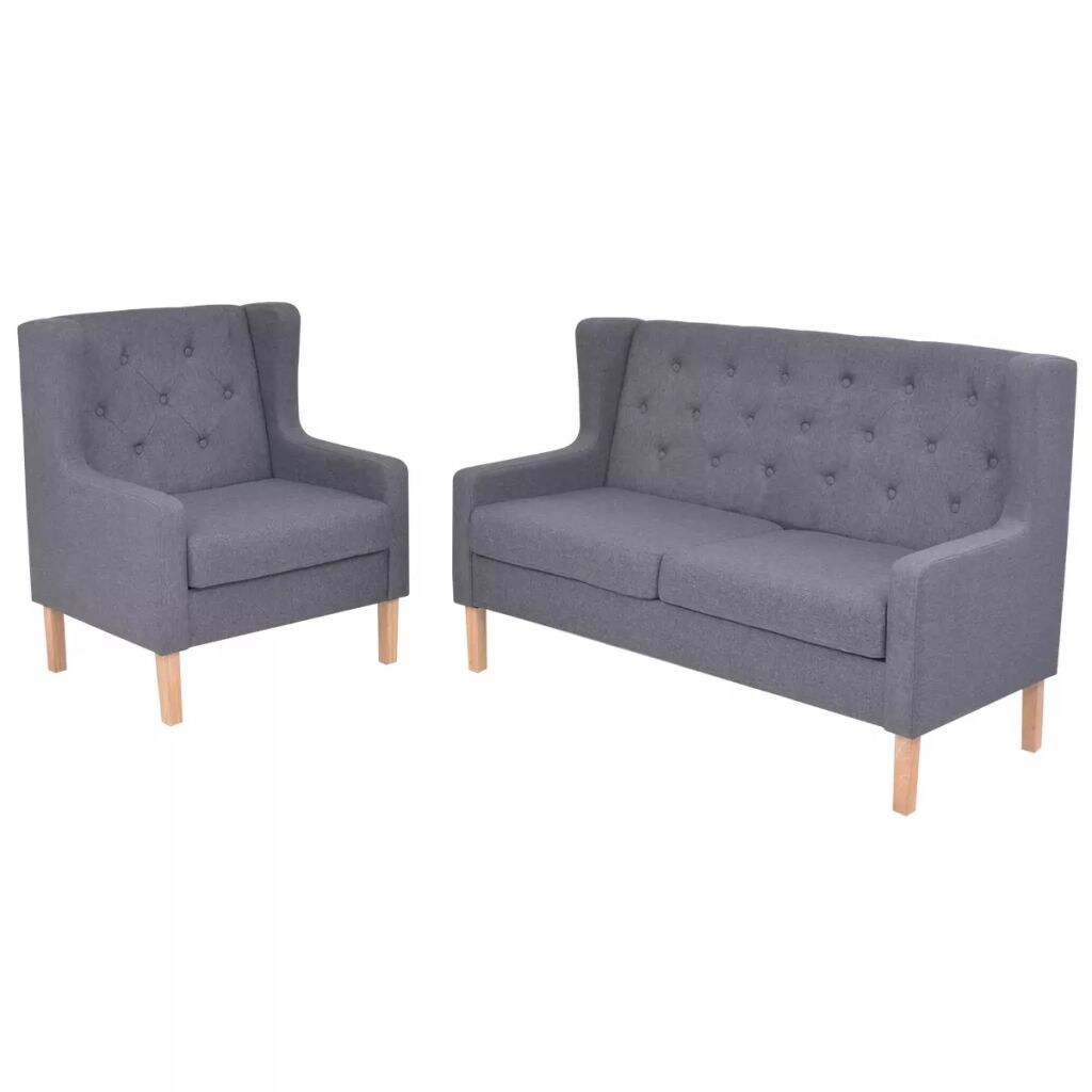 vidaXL Sofa-Set 2-tlg. Stoff Grau Image