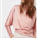 Free People Tops | Free People Shiny Mock Neck Raglan Long Sleeve Top | Color: Pink | Size: M