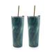 Cambridge Silversmiths 2 Pack Of 24 Oz Green Geode Stainless Steel Straw Tumblers Stainless Steel in Gray/Green | 11.4 H x 3.5 W in | Wayfair