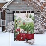 Northlight Seasonal Red Car & Christmas Tree Outdoor Garden Flag, Polyester in Green/Gray | 18 H x 12.5 W in | Wayfair NORTHLIGHT FG91395