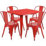 Flash Furniture Murphy 5 Piece Dining Set Metal in Red | Wayfair ET-CT002-4-30-RED-GG