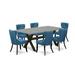 Red Barrel Studio® 7 - Person Acacia Solid Wood Dining Set Wood/Upholstered in Gray/Black/Brown | 30 H x 40 W x 72 D in | Wayfair