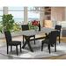 Red Barrel Studio® 4 - Person Acacia Solid Wood Dining Set Wood/Upholstered in Gray/Black/Brown | 30 H x 40 W x 72 D in | Wayfair