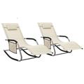 Arlmont & Co. Patio Lounge Chair Porch Chair w/ Pillow Rocking Sunlounger PVC-coated polyester Metal in White | Wayfair