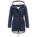 Women' s Winter Thickened Coat Warm Sherpa- Lined Hooded Cotton Jacket Fashion Women Parkas Casual Women Clothing (Color : Blue, Size : 4XL)