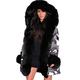 Women Faux Furry Coat Ladies Winter Faux Fur Hood Warm Thicken Parka Long Jacket Pockets Ladies Long Sleeve Parka Outerwear Camouflage Fluffy Fleece Warm-up Cardigan Plus Size Overcoat