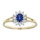 Old English Jewellers 9ct Yellow Gold Blue Sapphire Cluster Ring - sizes J to U (J)