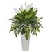 Mixed Spathifyllum Artificial Plant in White Tower Vase