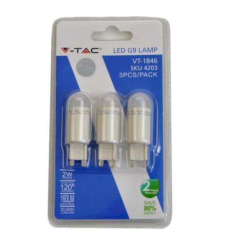 Leuchtmittel Lampe led G9 T18 230V 2 Watt V-tac VT-1846 3000K 3er-Pack