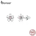 Bamoer – boucles d'oreilles en forme de fleur de cerisier rose pour femmes en argent Sterling 925