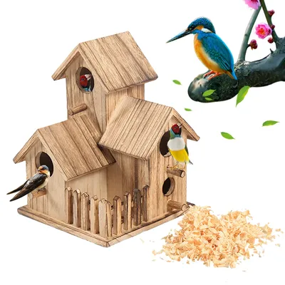 Maison d'Oiseau en Bois Créative pour Décoration de Maison Nid d'Alimentation Simulation de