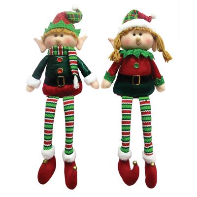 19 inch Sitting Elves, Set of 2 - green