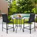 Gymax 3PCS Patio Bar Set Outdoor Bistro Set w/ 2 Stools & 1 Tempered - See Details