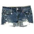 American Eagle Outfitters Shorts | American Eagle Womens 0 Jean Cutoff Shorts Stretch Distressed Blue Denim Pockets | Color: Blue | Size: 0