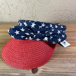 Disney Accessories | Disney Parks Patriotic Straw Visor Hat Nwt | Color: Blue/Red/White | Size: Os