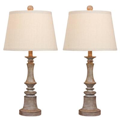 Cottage Weathered Grey Resin26.5" Table Lamp, Set 2 by Fangio Lighting in Grey