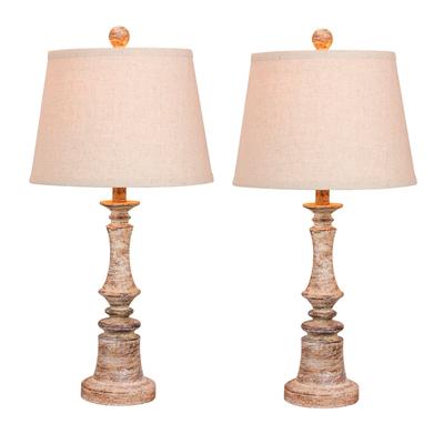 Cottage Antique Beige Resin 26.5" Table Lamp, Set 2 by Fangio Lighting in Beige