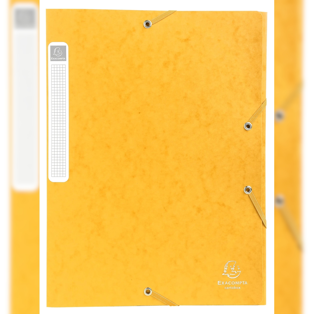 Exacompta 14006H 10x Archivbox Cartobox, flach geliefert Rücken 40mm aus Colorspan-Karton, mit 3 Klappen und Gummizug, 25x33cm für DIN A4 - Gelb Image