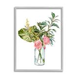 Stupell Industries Pink Rose Flowers Monstera Leaves Watercolor Still Life By Melissa Wang in White | 14 H x 11 W x 1.5 D in | Wayfair