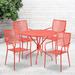 Latitude Run® Amaaya 35.25" Round Indoor-Outdoor Steel Patio Table Set w/ 4 Square Back Chairs Metal in Red | Wayfair