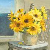 Rosalind Wheeler Sunflowers By The Sea Light Canvas | 12 H x 12 W x 1.25 D in | Wayfair 75D39AB861154E7ABED00AC8FFC3B445