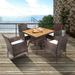Lark Manor™ Akyrie Square 4 - Person 35.5" Long Outdoor Dining Set w/ Cushions Wood/Wicker/Rattan in Brown/White | 35.5 W x 35.5 D in | Wayfair