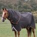 Rambo Supreme 1680D Turnout Blanket w/ Free Bag For Life - 66 - Medium (200g) - Black w/ Orange, Brown, & Tan Trim - Smartpak