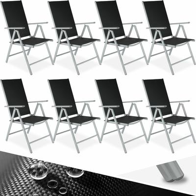 Tectake - 8 aluminium garden chairs - reclining garden chairs, garden recliners, outdoor chairs