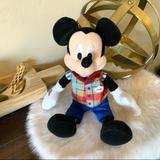 Disney Toys | Disney Parks Mickey Mouse Plush Doll In Plaid Shirt Vest 14” Collectable | Color: Red | Size: See Description
