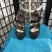 Michael Kors Shoes | Mk 3 Buckle Peep Toe Sandal Heel | Color: Black/Blue | Size: 8.5