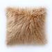 Everly Quinn Faux Fur Cushion Square Polyester/Polyfill/Faux Fur in White/Brown | 16 H x 16 W x 5 D in | Wayfair 35F4433B3C73434A9AE98DF8E838B74E