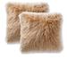 Everly Quinn Set Of 2 Faux Fur Throw Cushion Covers Square Faux Fur in White/Brown | 20 H x 20 W x 5 D in | Wayfair