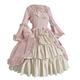 Vintage Gothic Dresses for Women Square Collar Patchwork Bow Court Dress for Lolita Cosplay Party Medieval Dresses Pink