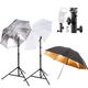 Photography Umbrella Kit with 2 x Light Stand Flash Holder Bracket Mount Stand Kit 33" Soft White Silver Umbrella 43" Gold Reflective Umbrella for Video Studio Photo Shooting Portrait Photography