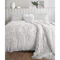 ELAFY Long Fur Teddy Fleece Duvet Set Double | Luxury Warm & Cosy Teddy Bear Bedding Double | Fluffy Teddy Fleece Duvet Cover Double Bed With Pillow Case | Colour Cream