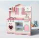Large Kids Wooden Play Kitchen With Utensils Toys Children's Role Play Pretend Set Toy (Pink)