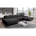 Xxl Sofa elisabetta Couch Schlafsofa u mit Schlaffunktion ma 1100-BE06 Schwarz-Schwarz meliert