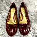 Coach Shoes | Coach Johana Burgundy Leather Loafers Sz 8b | Color: Red | Size: 8b