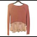 American Eagle Outfitters Sweaters | American Eagle Lace Hem Sweater | Color: Pink/White | Size: Xs