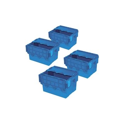 4 Mehrwegbehälter/Versandbehälter mit Deckel, 22 l, LxBxH 400x300x265 mm, blau