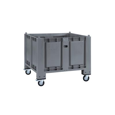 BRB Palettenbox, 4 Lenkrollen, 2 Bremsen, LxBxH 1200x800x1000 mm, grau, geschlossen Image