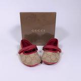 Gucci Shoes | Gucci Baby Tan W/Red Leather Trim Gg Ballet Flats | Color: Red/Tan | Size: 3.5bb